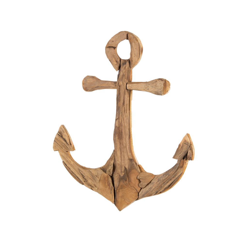 Ancre Décorative Bois Rouge Et Blanc 18x2x23cm